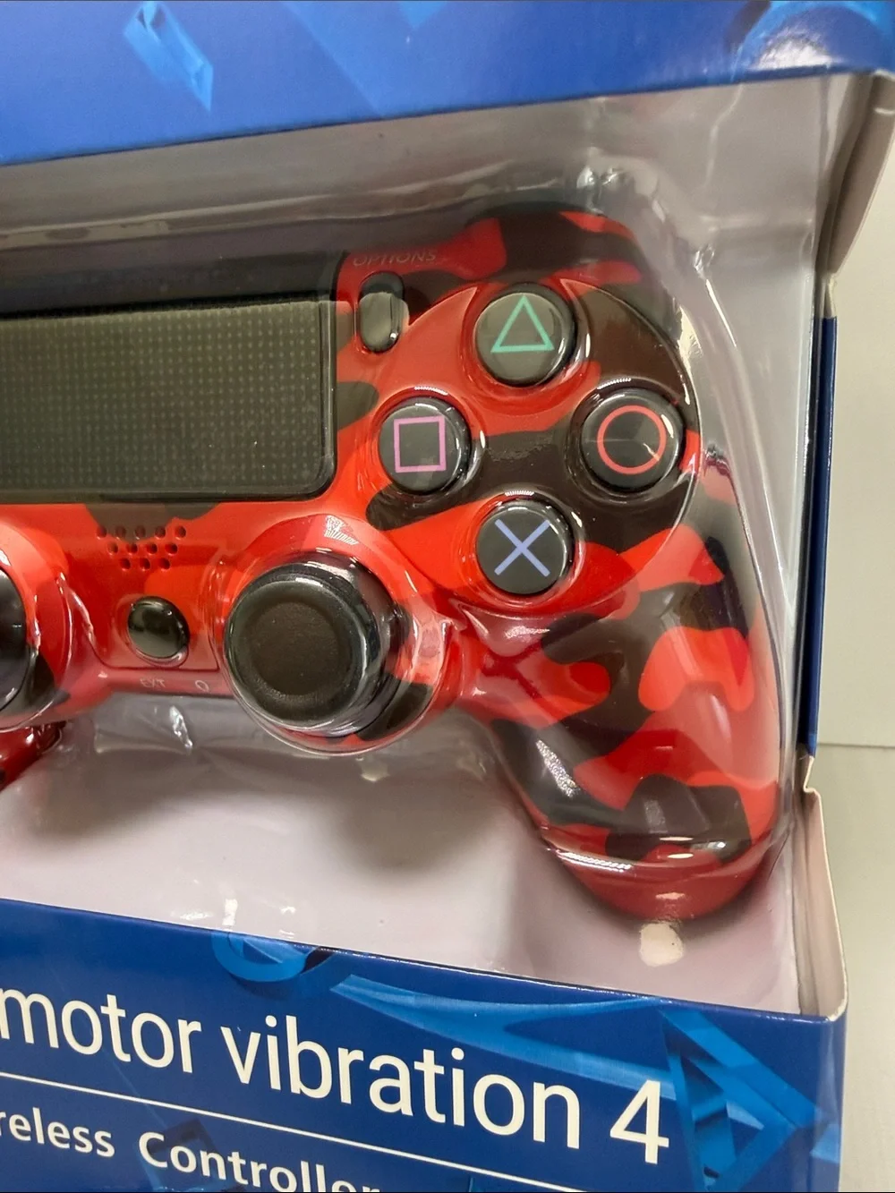 Wireless Red Camouflage Game Controller with Double-Motor Vibration